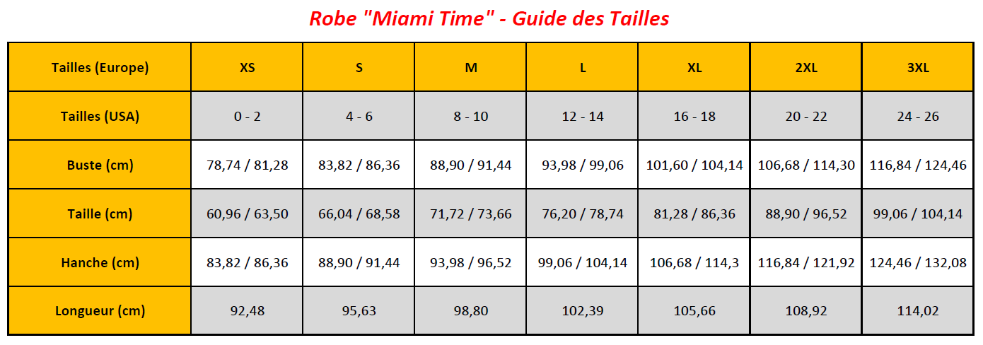 N7 - Miami Time Dress - Sizing Chart (FR)